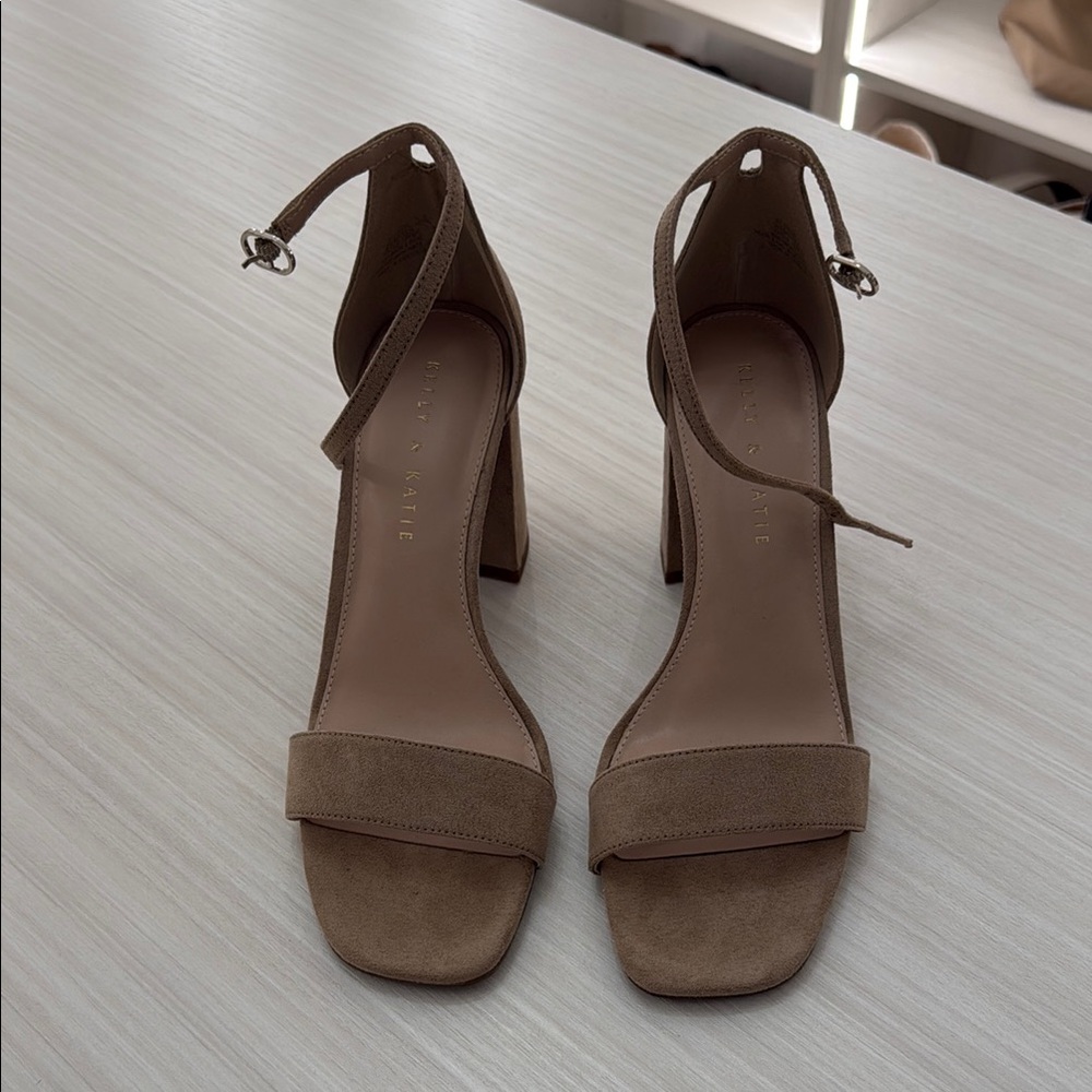 Brown Suede Ankle Strap Heels